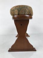 Japanese Wooden Armrest Cushion Kyousoku Vtg Shogi Go Fabric Green Orange JK943
