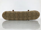 Japanese Wooden Armrest Cushion Kyousoku Vtg Shogi Go Fabric Green Orange JK943