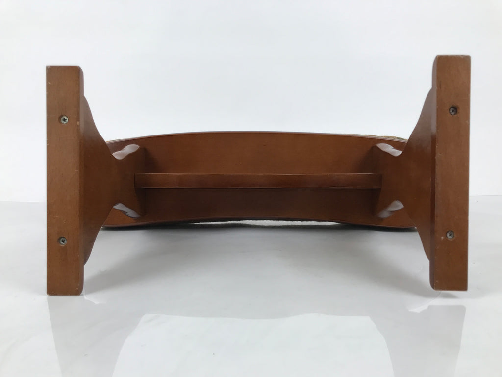 Japanese Wooden Armrest Cushion Kyousoku Vtg Shogi Go Fabric Green Orange JK943