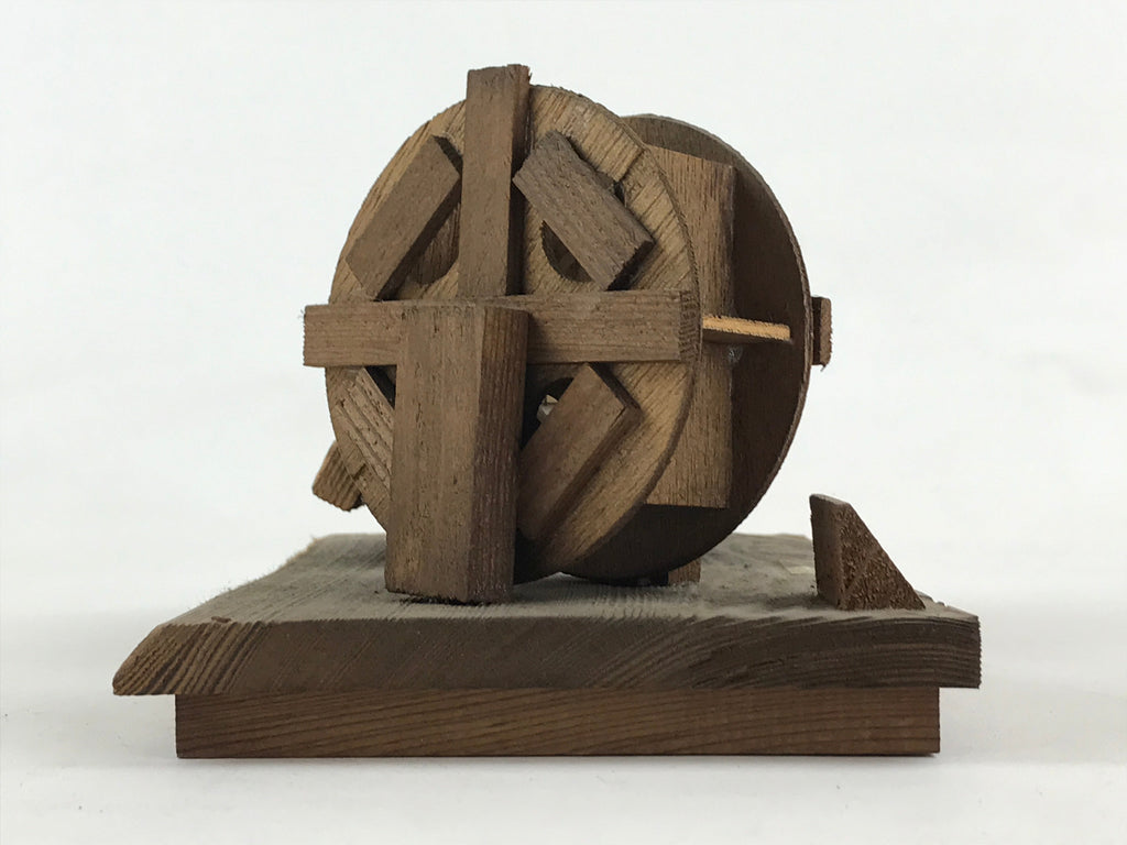 Japanese Wooden Art Display Water Wheel High Roof House Vtg Handmade BD906