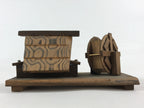 Japanese Wooden Art Display Water Wheel High Roof House Vtg Handmade BD906
