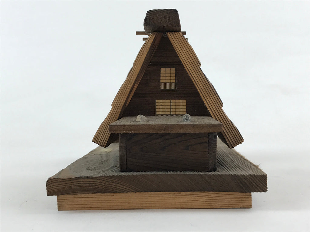 Japanese Wooden Art Display Water Wheel High Roof House Vtg Handmade BD906
