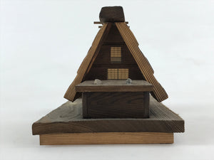 Japanese Wooden Art Display Water Wheel High Roof House Vtg Handmade BD906