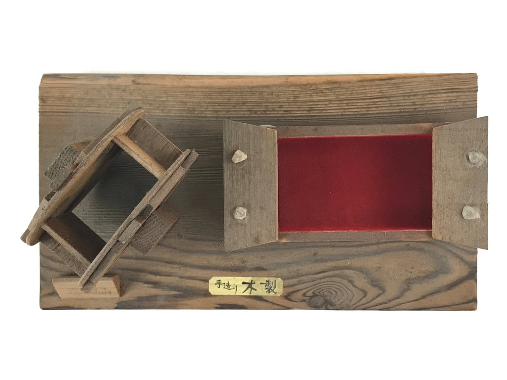 Japanese Wooden Art Display Water Wheel High Roof House Vtg Handmade BD906