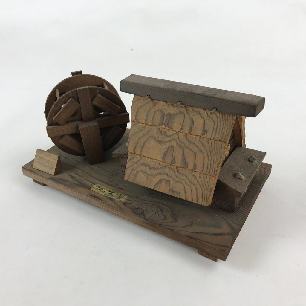 Japanese Wooden Art Display Water Wheel High Roof House Vtg Handmade BD906