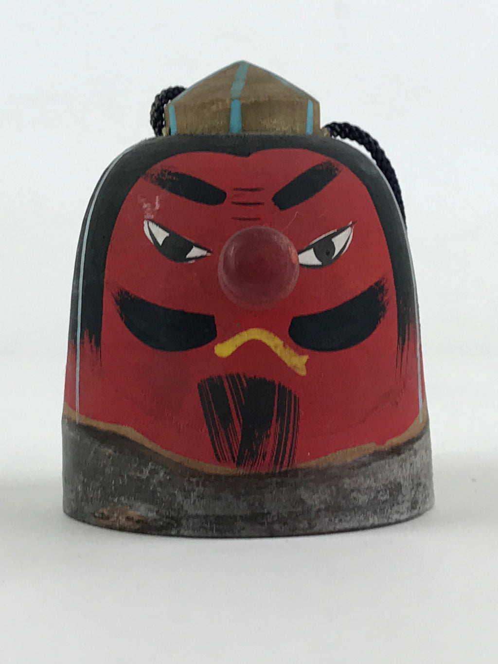 Japanese Wooden Bell Dorei Suzu Vtg Tengu Red Amulet DR472