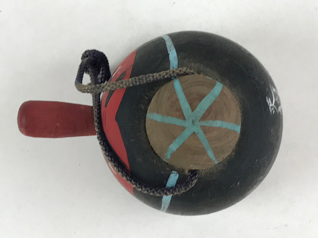 Japanese Wooden Bell Dorei Suzu Vtg Tengu Red Amulet DR472