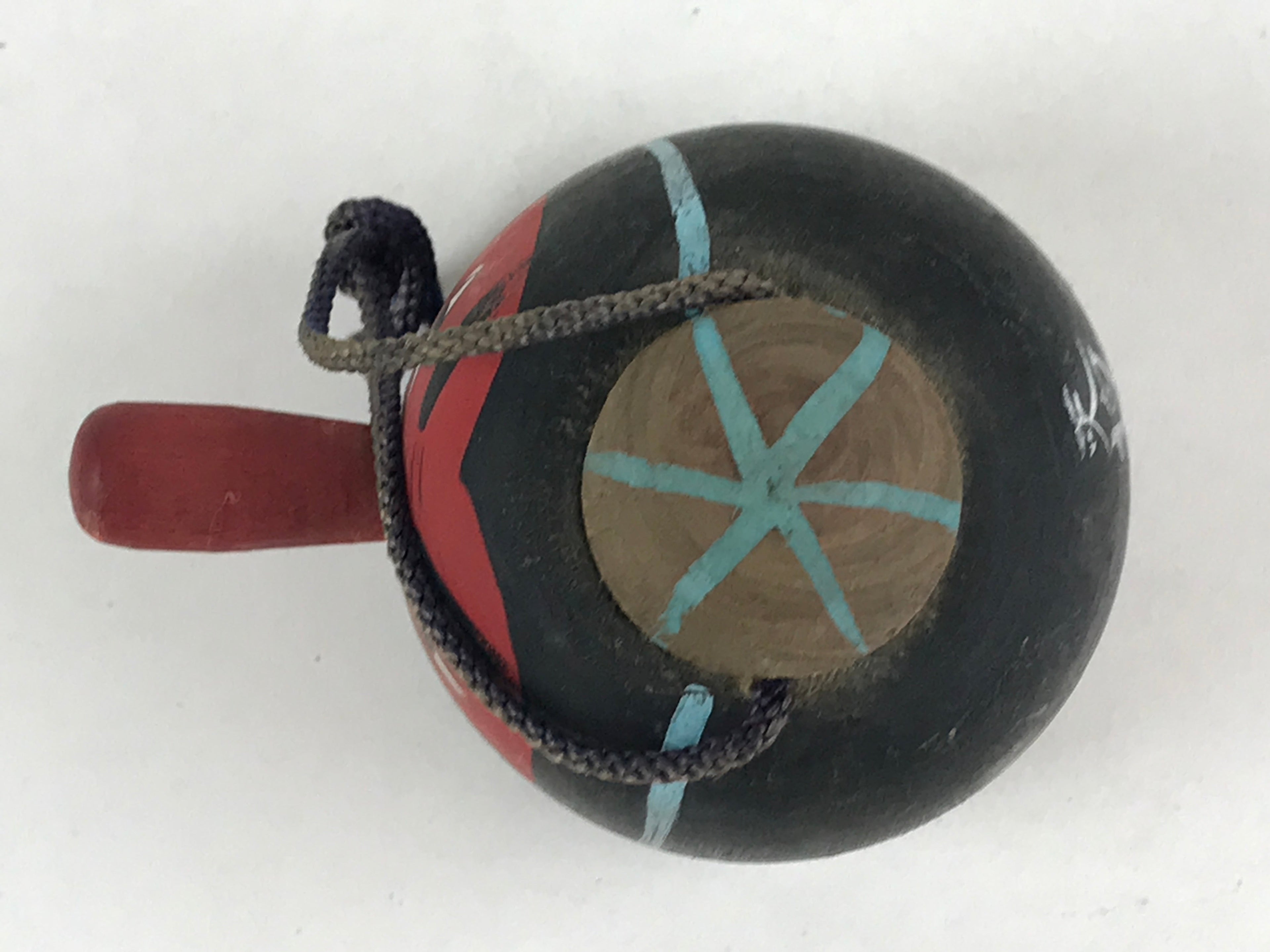 Japanese Wooden Bell Dorei Suzu Vtg Tengu Red Amulet DR472