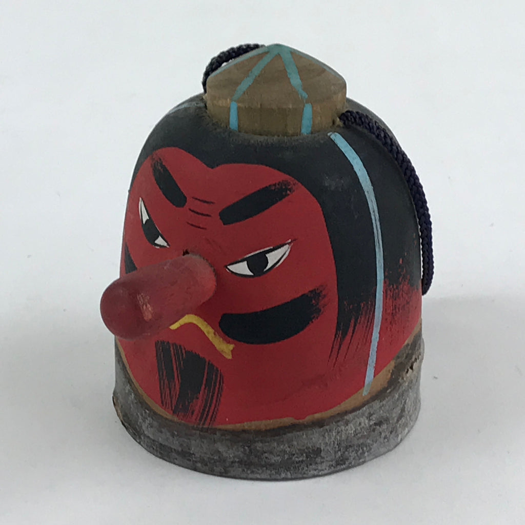 Japanese Wooden Bell Dorei Suzu Vtg Tengu Red Amulet DR472