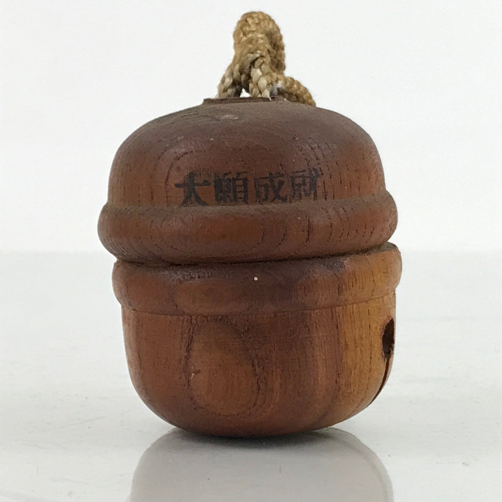 Japanese Wooden Bell Dorei Vtg Great Wish Lucky Charm Amulet Brown DR536