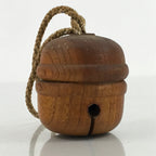 Japanese Wooden Bell Dorei Vtg Great Wish Lucky Charm Amulet Brown DR536