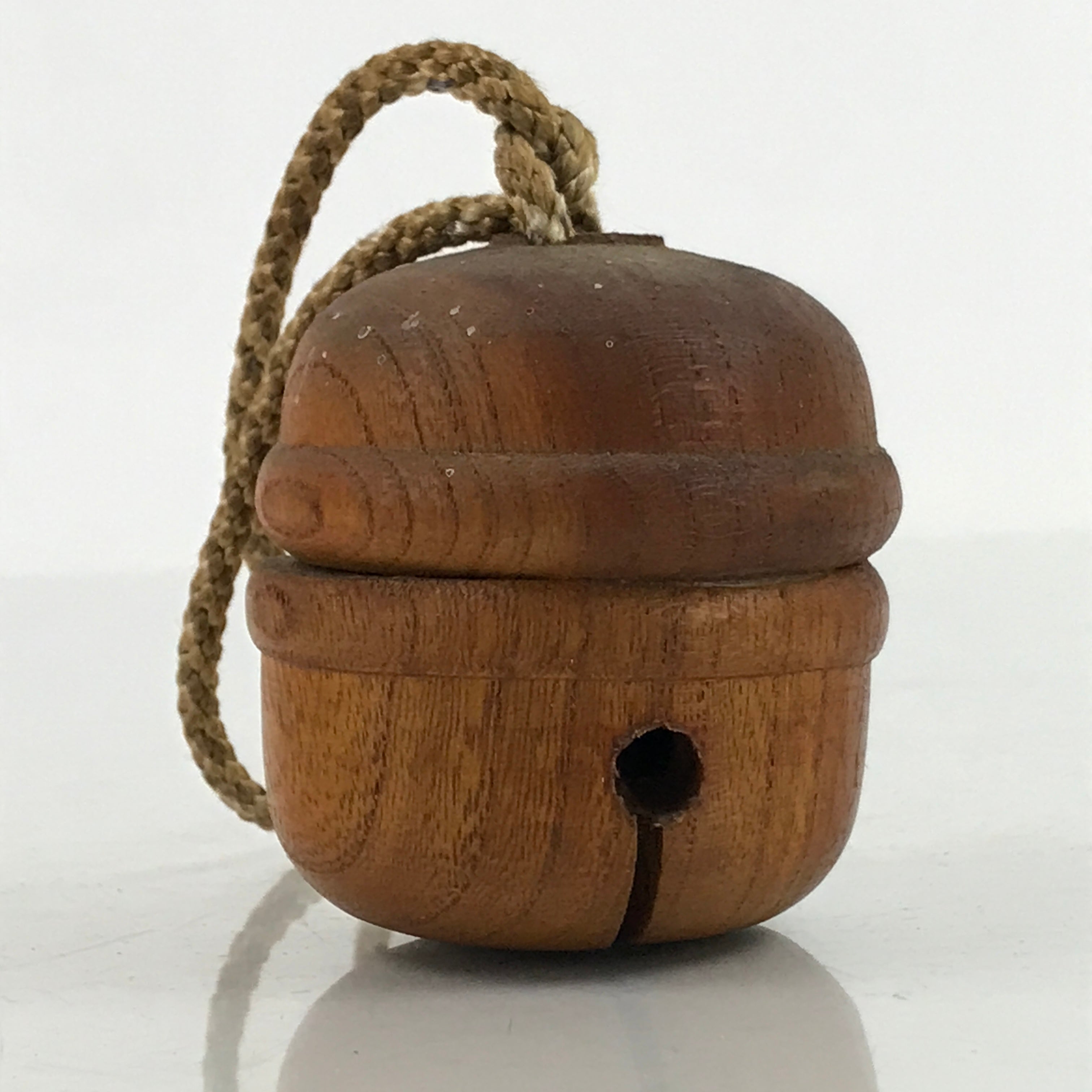 Japanese Wooden Bell Dorei Vtg Great Wish Lucky Charm Amulet Brown DR536