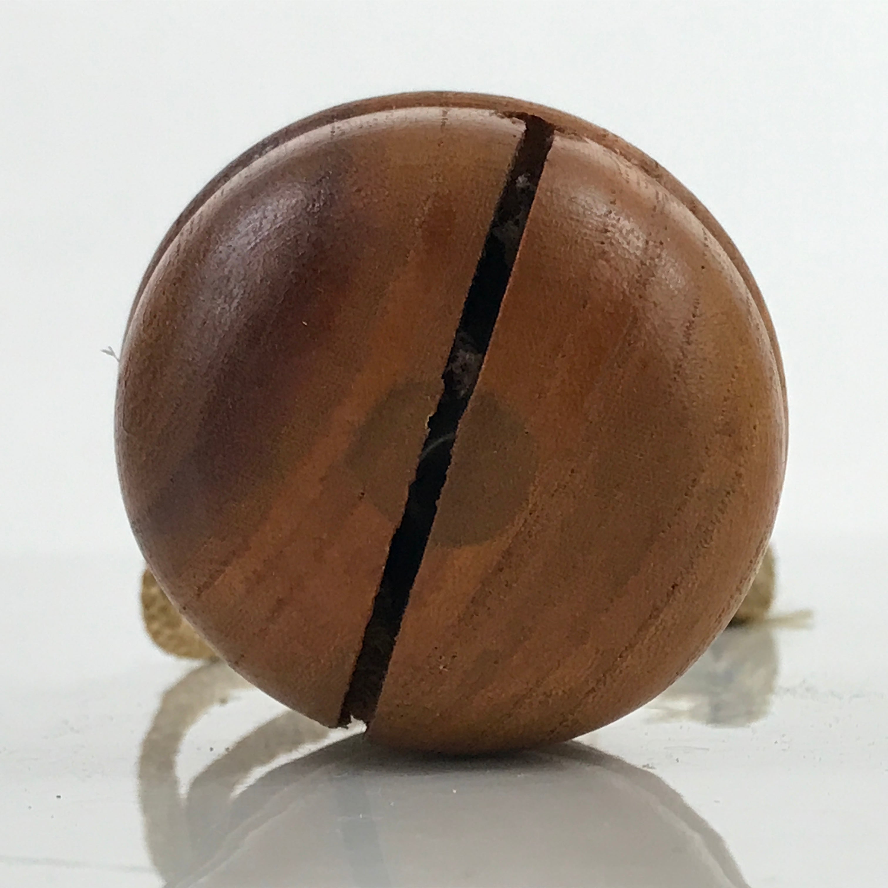 Japanese Wooden Bell Dorei Vtg Great Wish Lucky Charm Amulet Brown DR536