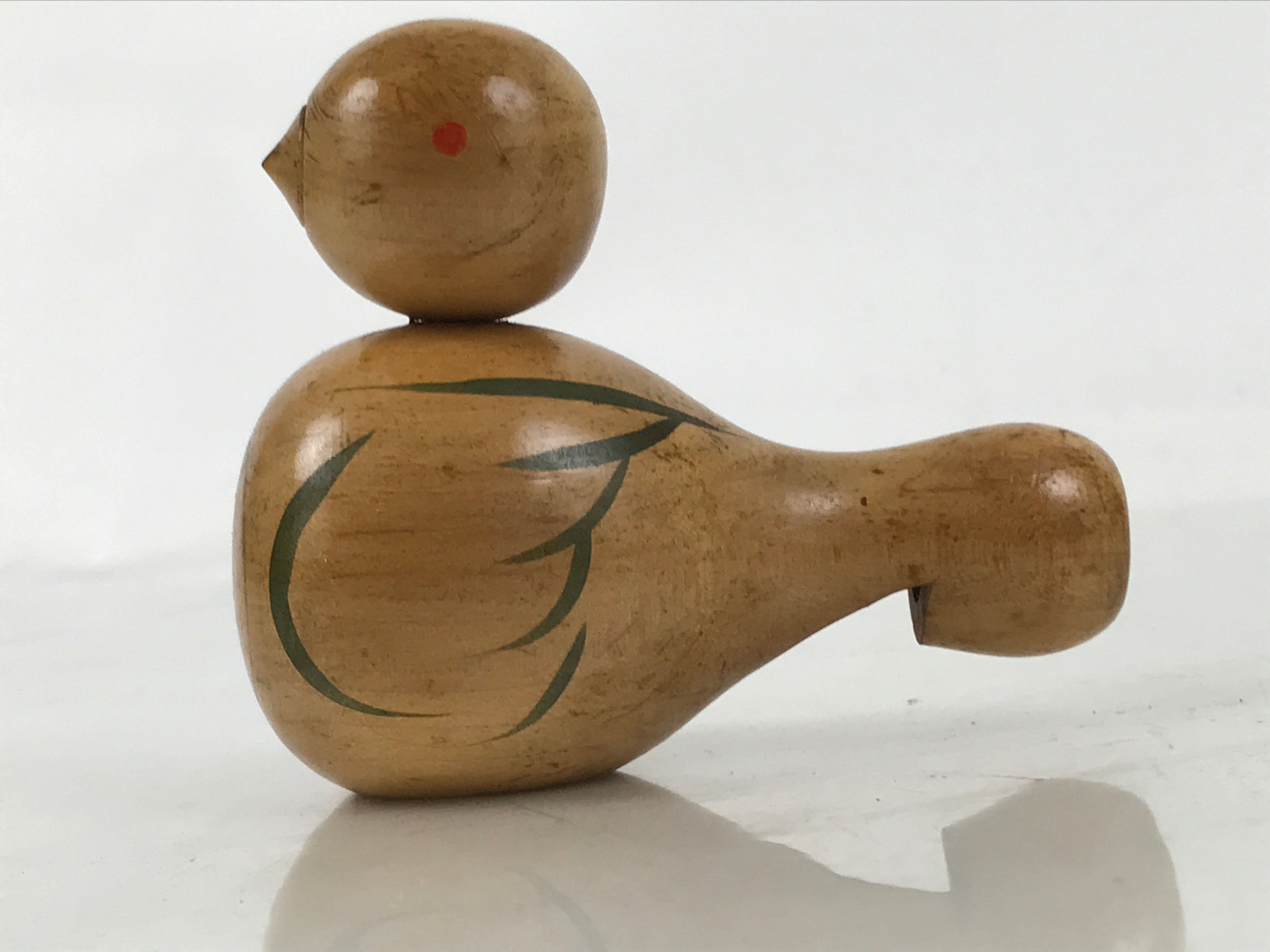 Japanese Wooden Bird Whistle Vtg Dove Pigeon Hato Musical Instrument Brown KF734
