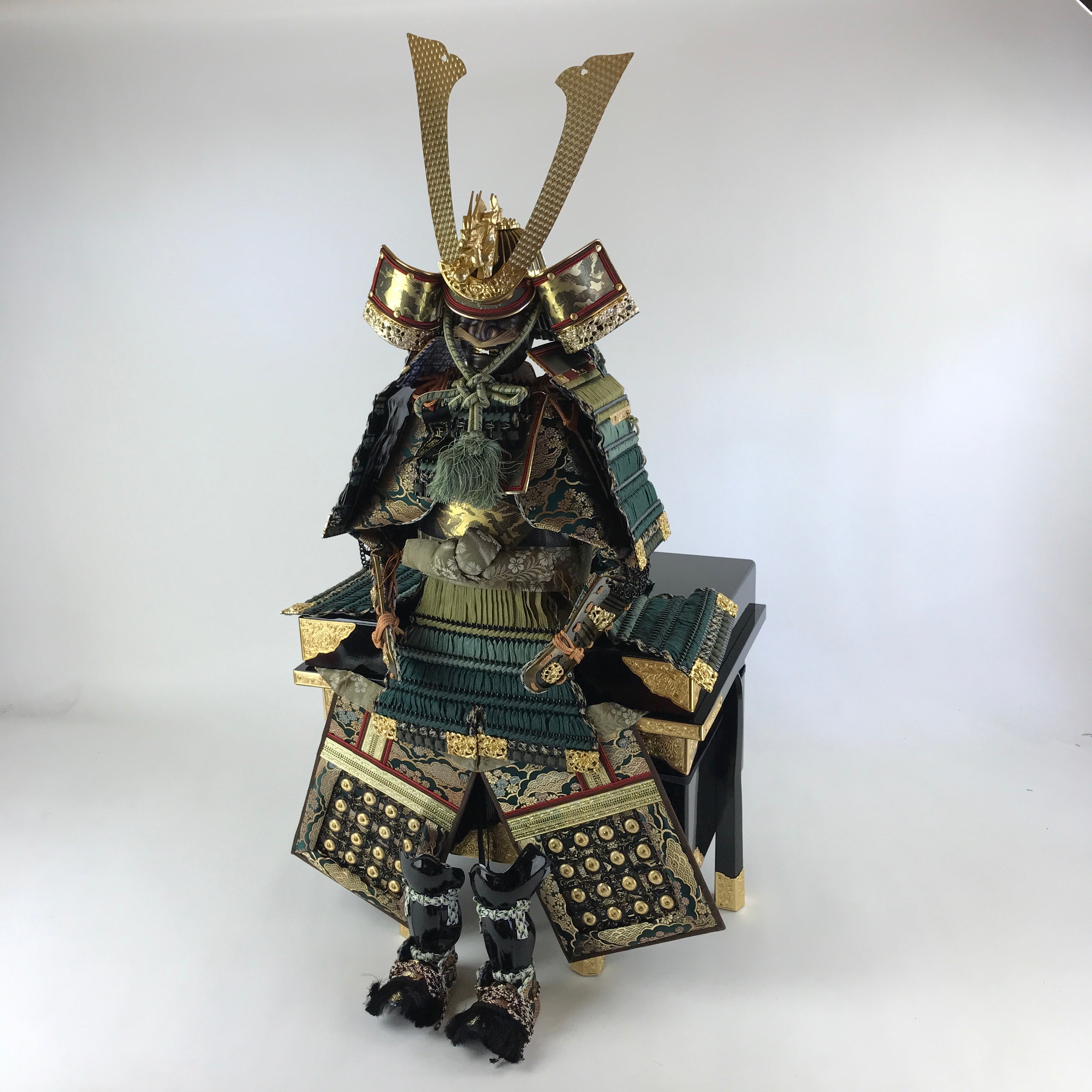 Japanese Wooden Boxed Samurai Miniature Armor Yoroi Set Vtg Boy's Festival ID516