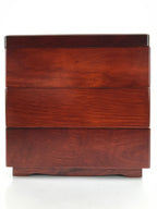 Japanese Wooden Brushed Lacquer Bento Box 3 Tier Vtg Jubako Makie Flowers LWB94