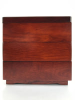 Japanese Wooden Brushed Lacquer Bento Box 3 Tier Vtg Jubako Makie Flowers LWB94