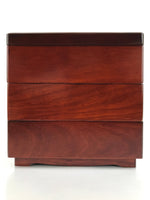 Japanese Wooden Brushed Lacquer Bento Box 3 Tier Vtg Jubako Makie Flowers LWB94