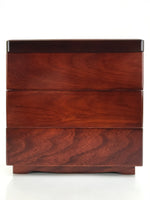 Japanese Wooden Brushed Lacquer Bento Box 3 Tier Vtg Jubako Makie Flowers LWB94