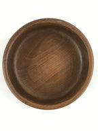 Japanese Wooden Brushed Lacquer Bowl Vtg Large Round Kashiki Snacks Brown UR973