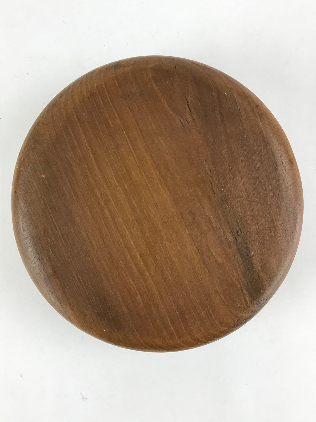 Japanese Wooden Brushed Lacquer Bowl Vtg Large Round Kashiki Snacks Brown UR973