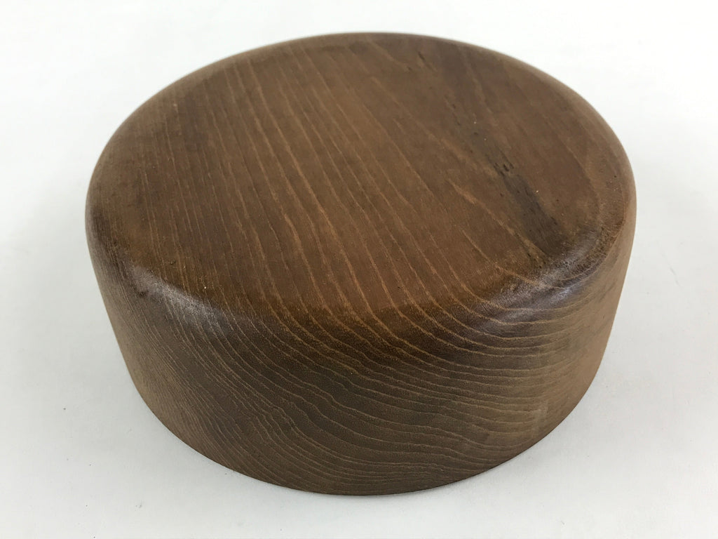 Japanese Wooden Brushed Lacquer Bowl Vtg Large Round Kashiki Snacks Brown UR973