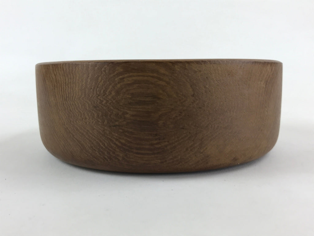 Japanese Wooden Brushed Lacquer Bowl Vtg Large Round Kashiki Snacks Brown UR973