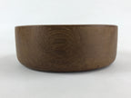 Japanese Wooden Brushed Lacquer Bowl Vtg Large Round Kashiki Snacks Brown UR973