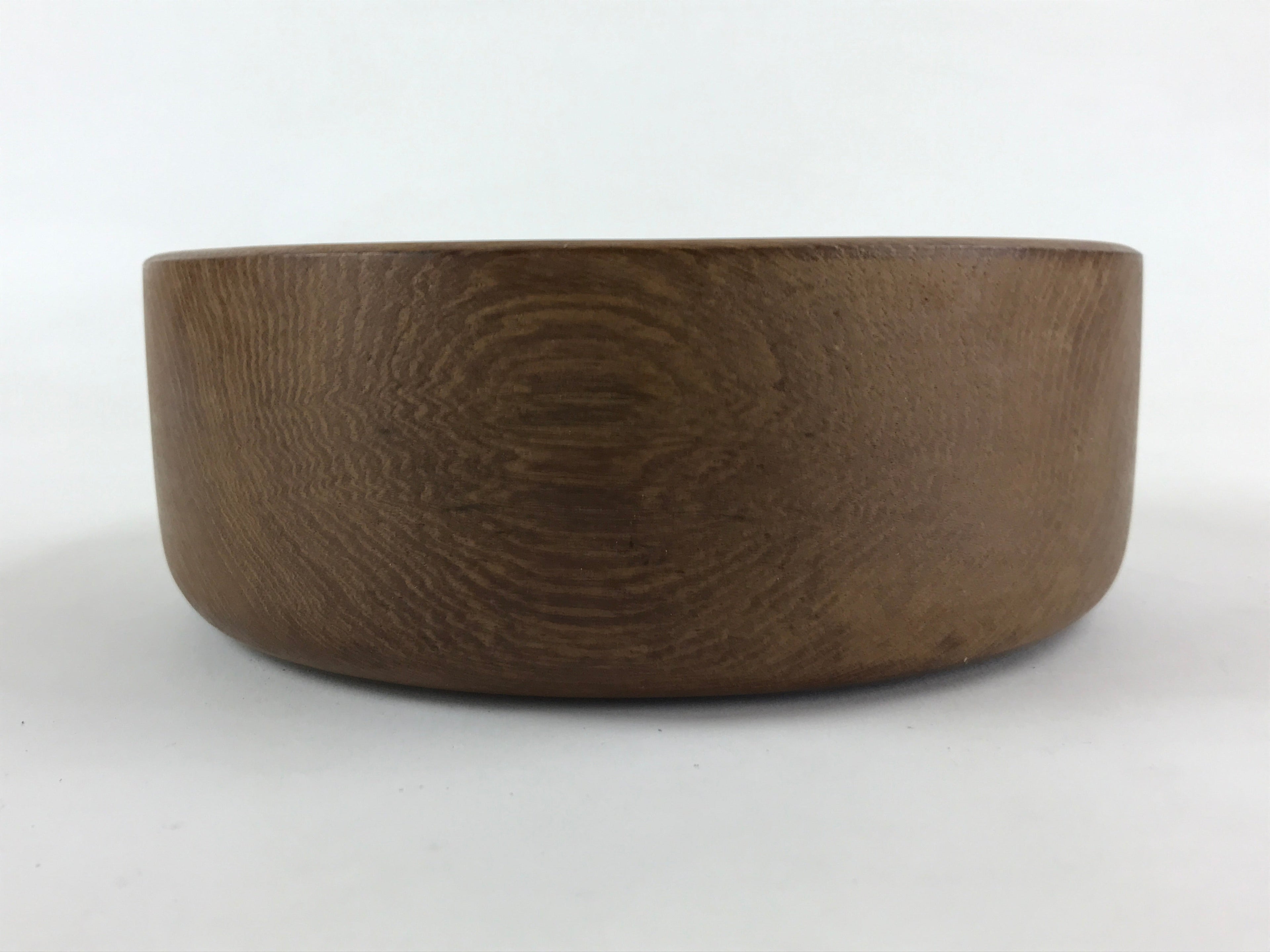 Japanese Wooden Brushed Lacquer Bowl Vtg Large Round Kashiki Snacks Brown UR973