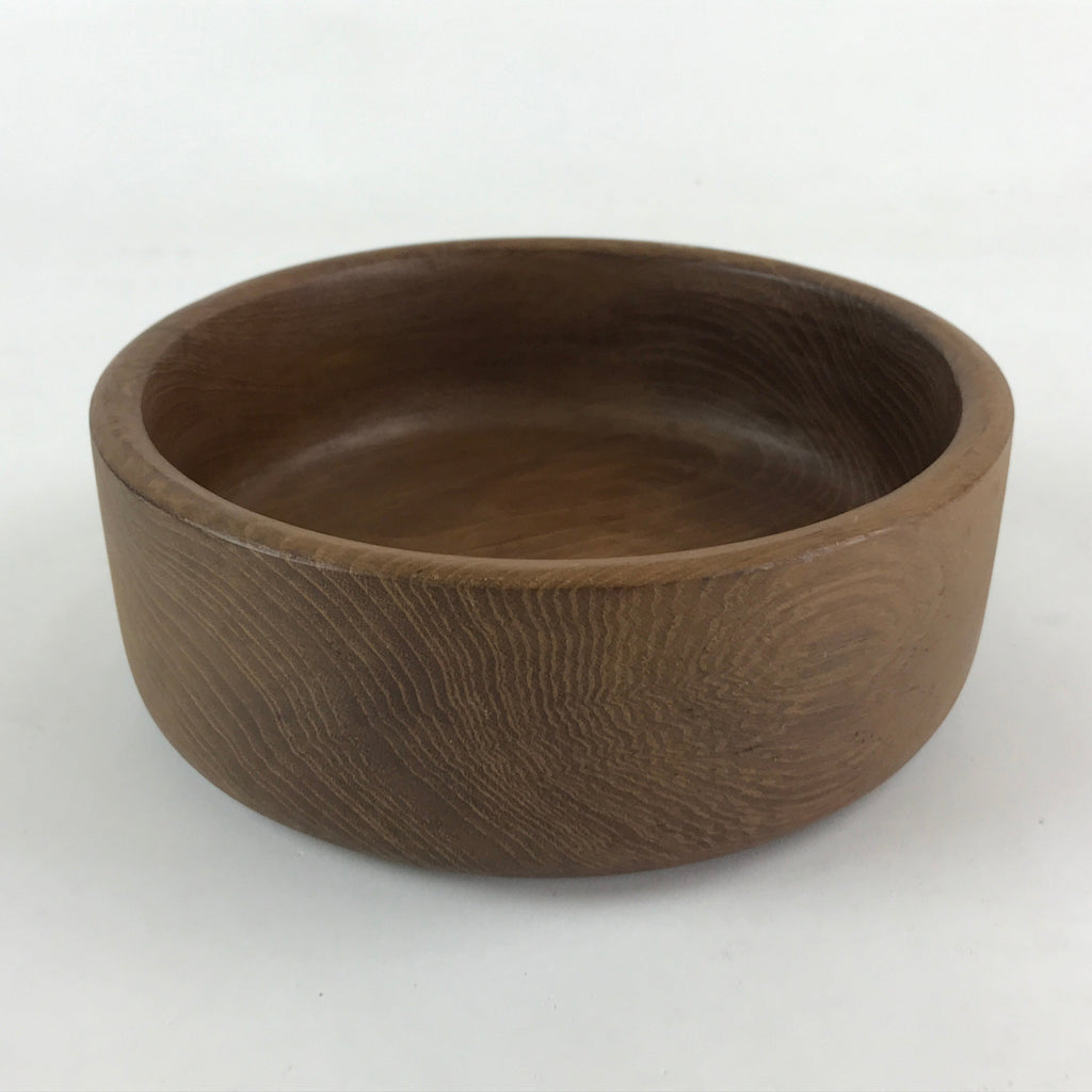Japanese Wooden Brushed Lacquer Bowl Vtg Large Round Kashiki Snacks Brown UR973