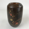 Japanese Wooden Brushed Lacquer Flower Vase Kabin Ikebana Makie Ume Plum FK87