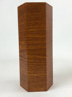 Japanese Wooden Brushed Lacquer Flower Vase Kabin Vtg Ikebana Raden Brown FK83