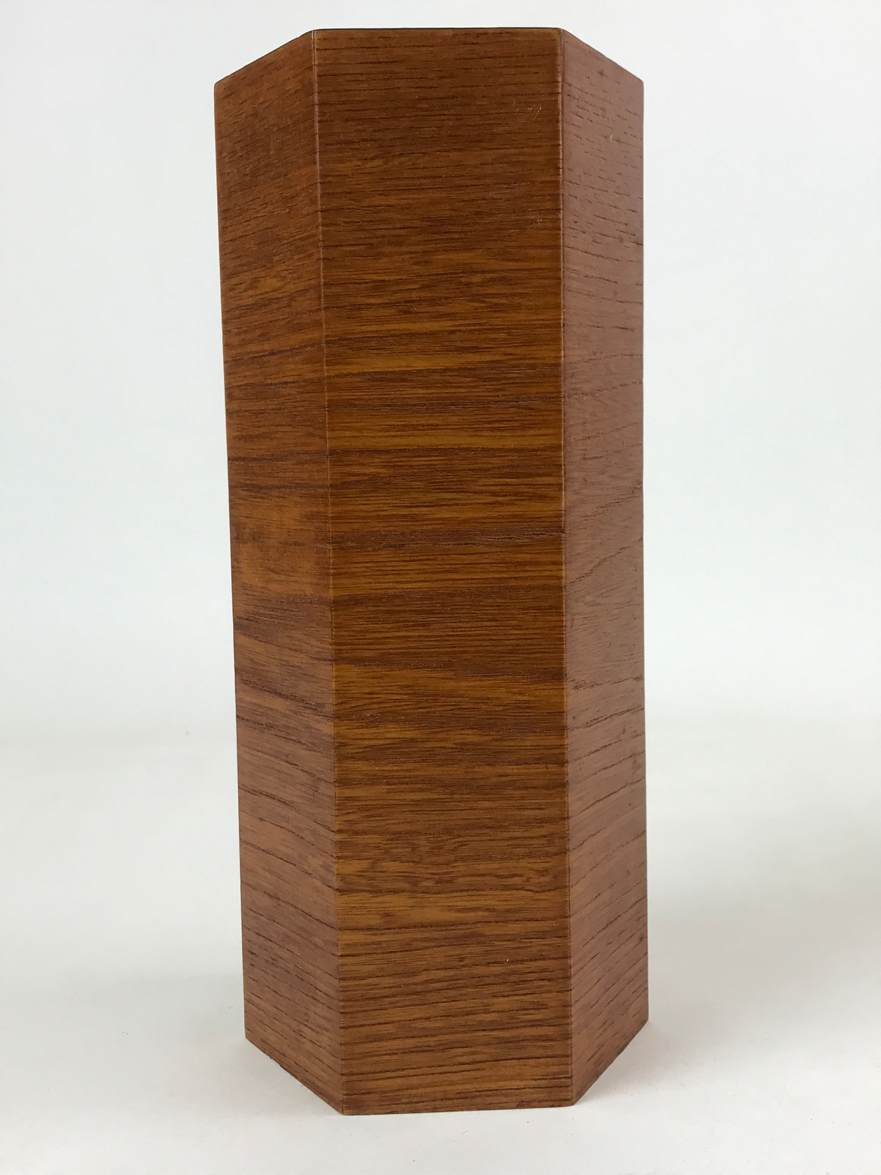 Japanese Wooden Brushed Lacquer Flower Vase Kabin Vtg Ikebana Raden Brown FK83