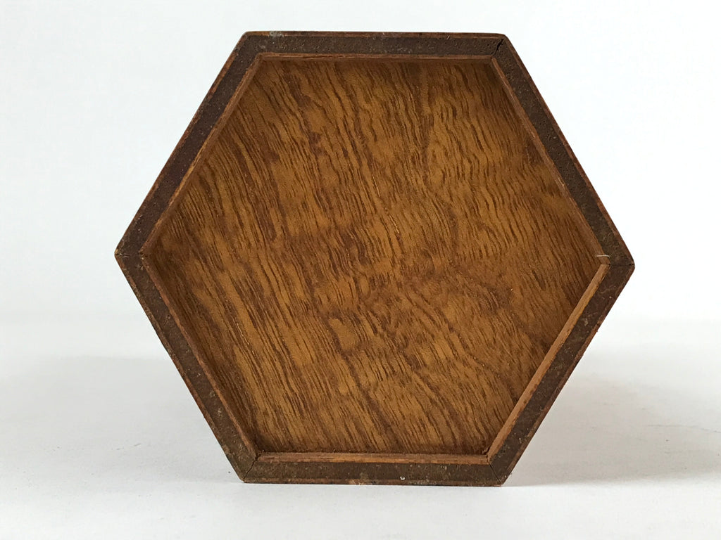 Japanese Wooden Brushed Lacquer Flower Vase Kabin Vtg Ikebana Raden Brown FK83
