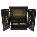 Japanese Wooden Buddhist Altar Cabinet Butsudan Vtg Makie Raden Black Gold BA601