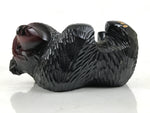 Japanese Wooden Carved Ainu Bear Candle Holder Vtg Incense Hokkaido Brown AB124