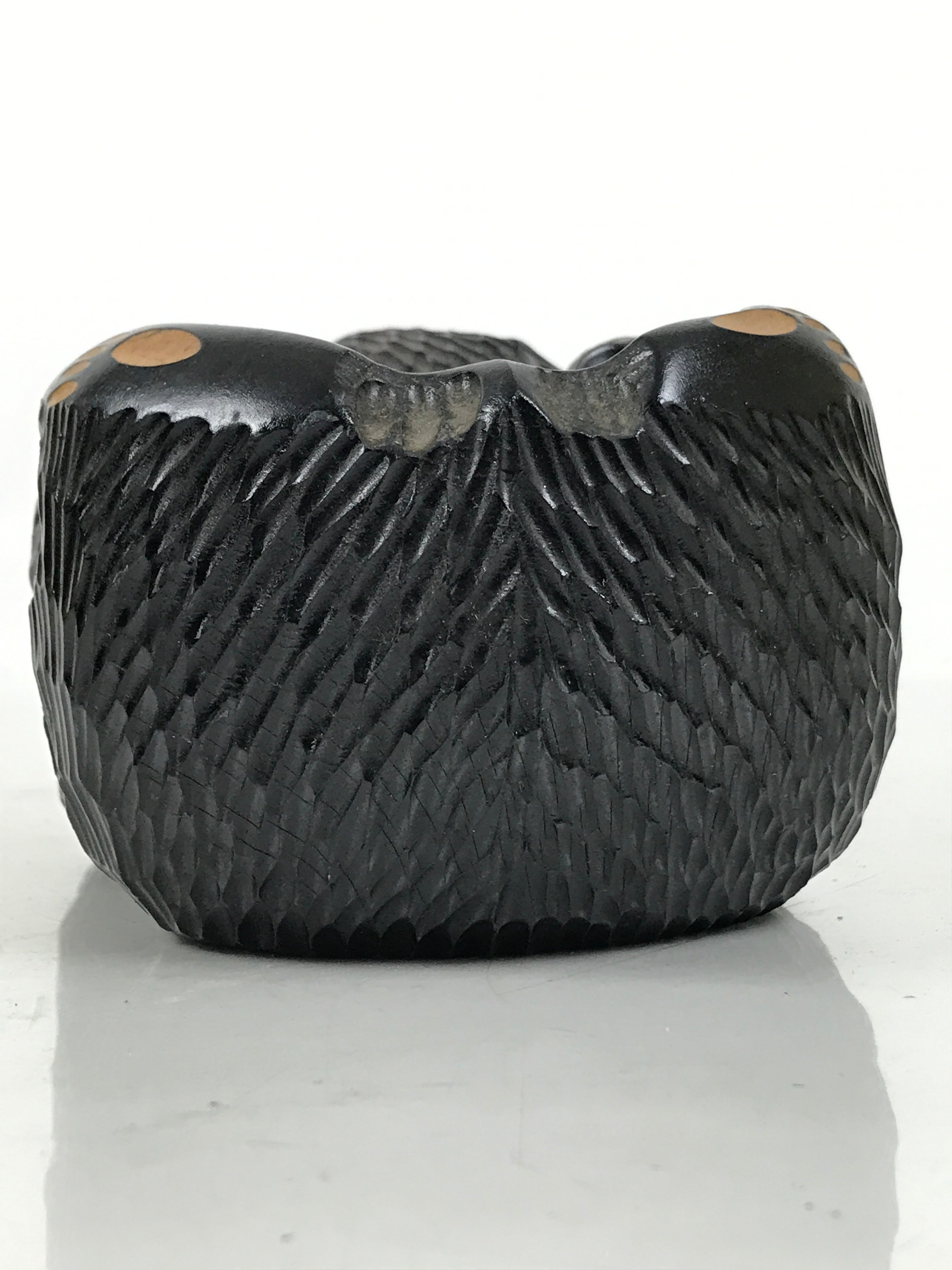 Japanese Wooden Carved Ainu Bear Candle Holder Vtg Incense Hokkaido Brown AB124