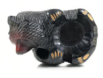 Japanese Wooden Carved Ainu Bear Candle Holder Vtg Incense Hokkaido Brown AB124
