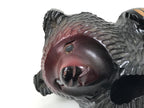 Japanese Wooden Carved Ainu Bear Candle Holder Vtg Incense Hokkaido Brown AB124