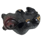 Japanese Wooden Carved Ainu Bear Candle Holder Vtg Incense Hokkaido Brown AB124