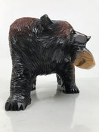 Japanese Wooden Carved Ainu Bear Statue Vtg Sculpture Hokkaido Brown AB118
