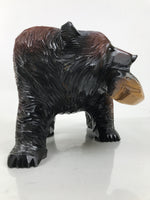 Japanese Wooden Carved Ainu Bear Statue Vtg Sculpture Hokkaido Brown AB118
