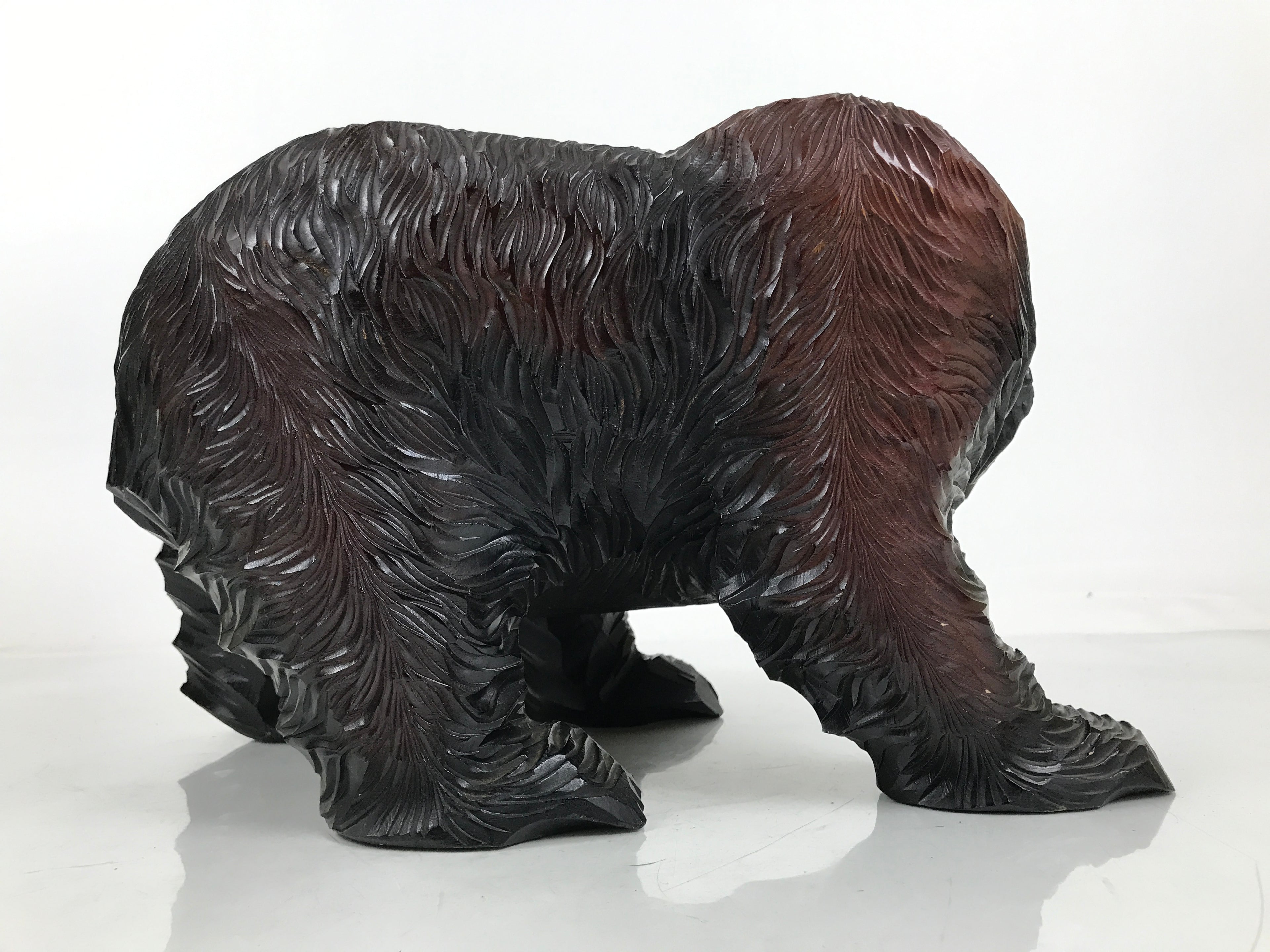 Japanese Wooden Carved Ainu Bear Statue Vtg Sculpture Hokkaido Brown AB118