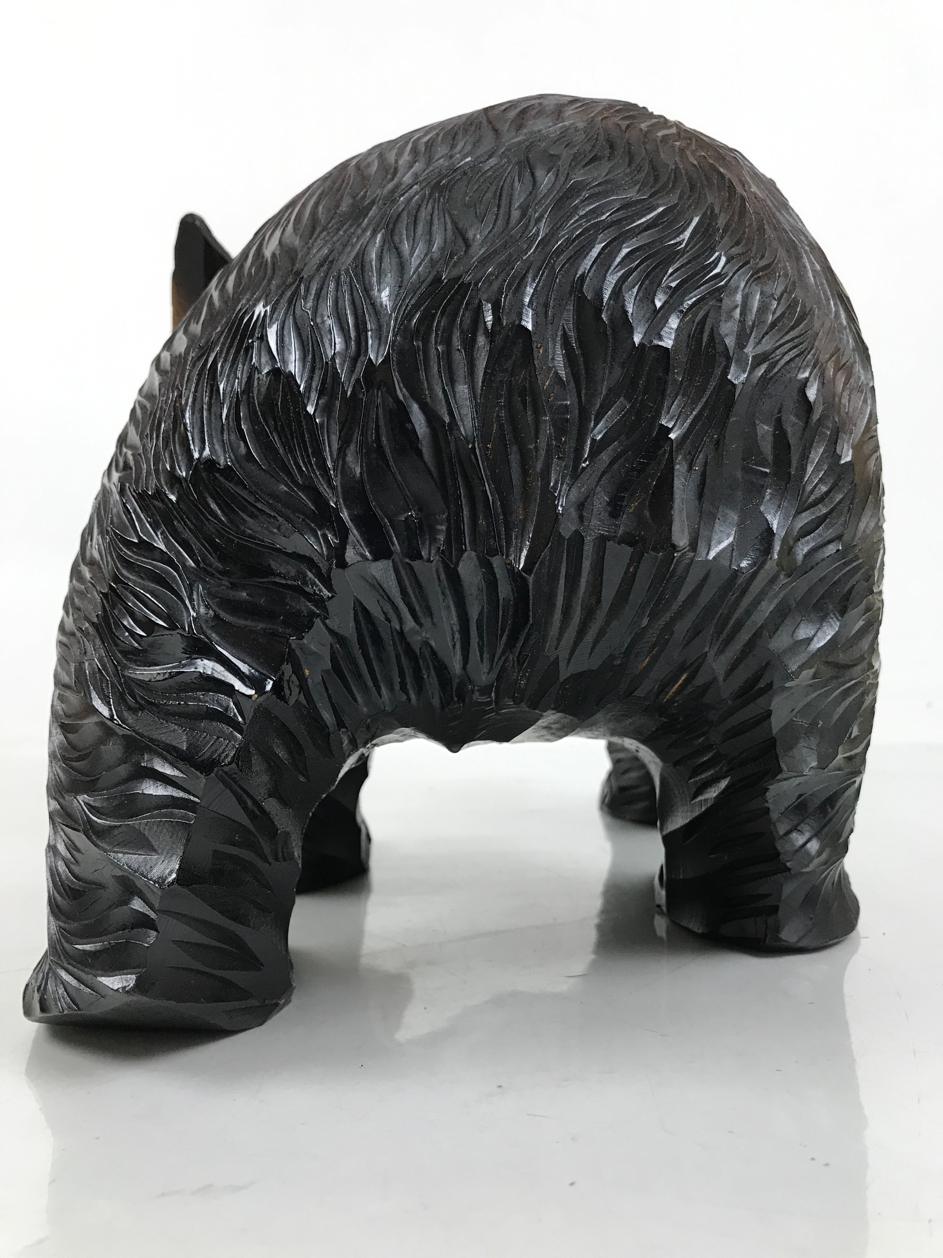 Japanese Wooden Carved Ainu Bear Statue Vtg Sculpture Hokkaido Brown AB118