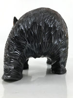 Japanese Wooden Carved Ainu Bear Statue Vtg Sculpture Hokkaido Brown AB118