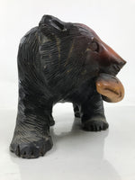 Japanese Wooden Carved Ainu Bear Statue Vtg Sculpture Hokkaido Brown AB119