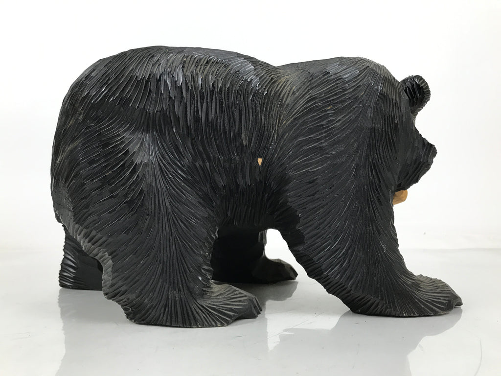 Japanese Wooden Carved Ainu Bear Statue Vtg Sculpture Hokkaido Brown AB119