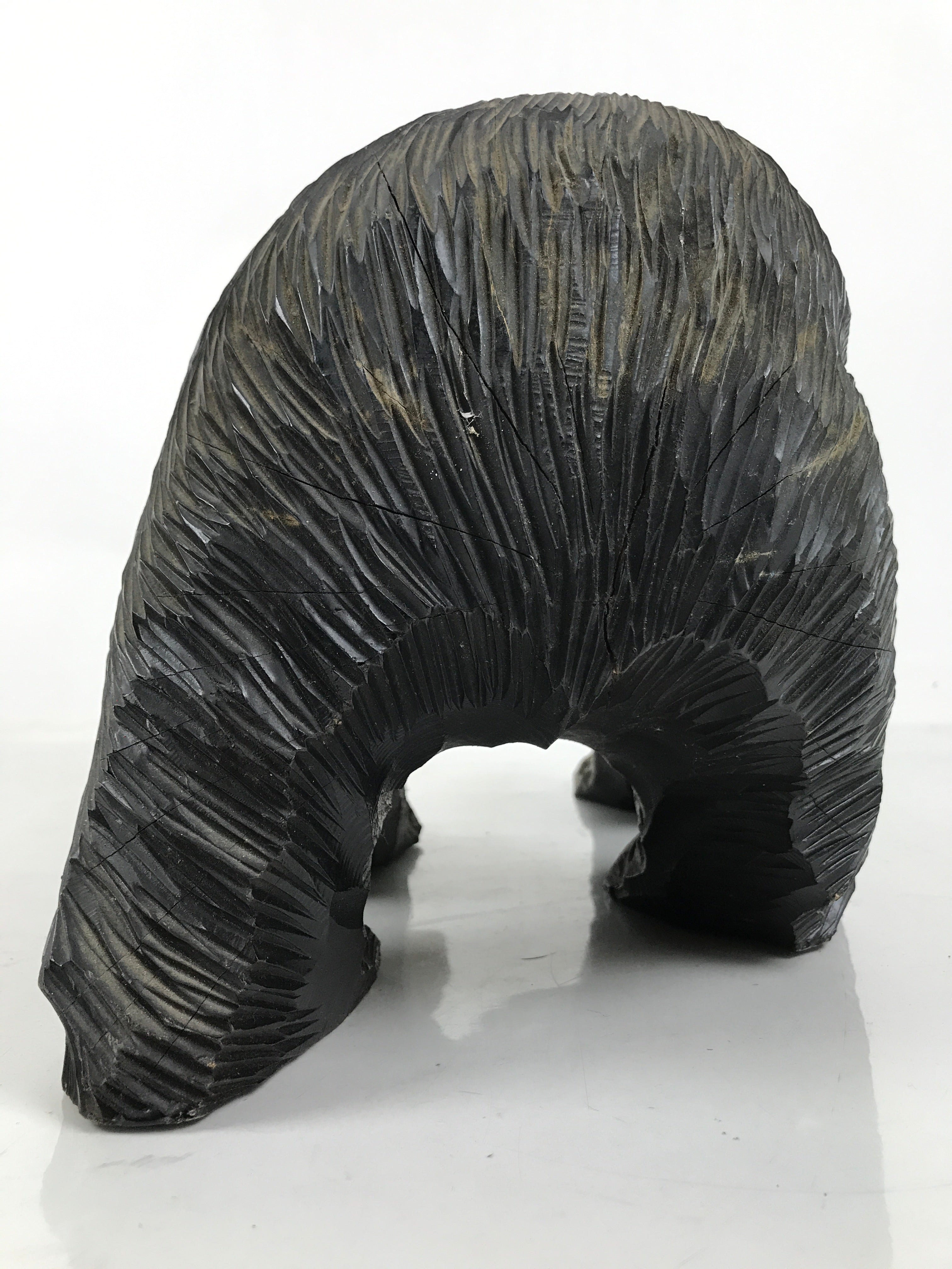 Japanese Wooden Carved Ainu Bear Statue Vtg Sculpture Hokkaido Brown AB119