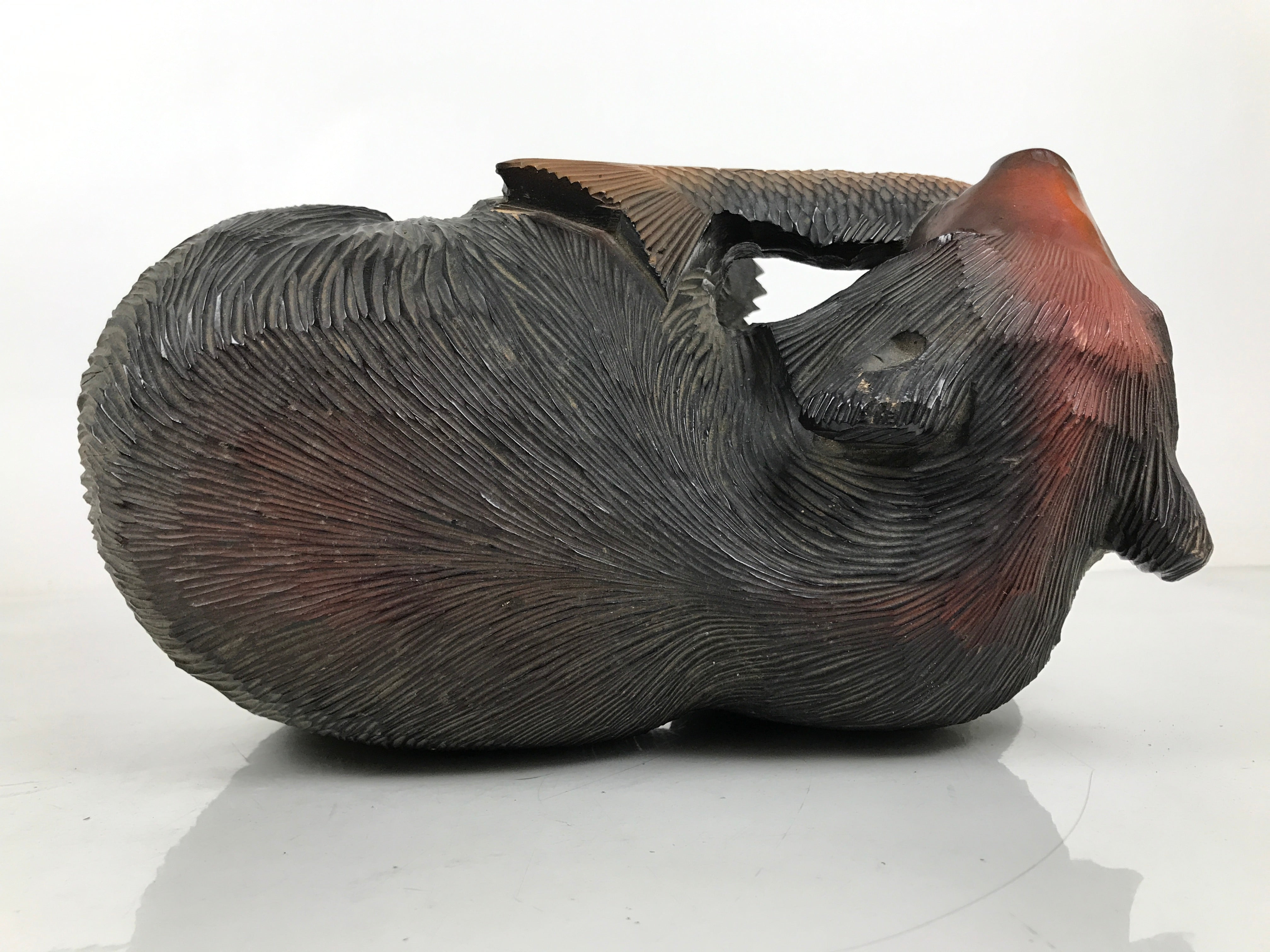 Japanese Wooden Carved Ainu Bear Statue Vtg Sculpture Hokkaido Brown AB119