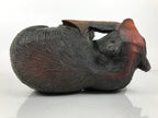 Japanese Wooden Carved Ainu Bear Statue Vtg Sculpture Hokkaido Brown AB119